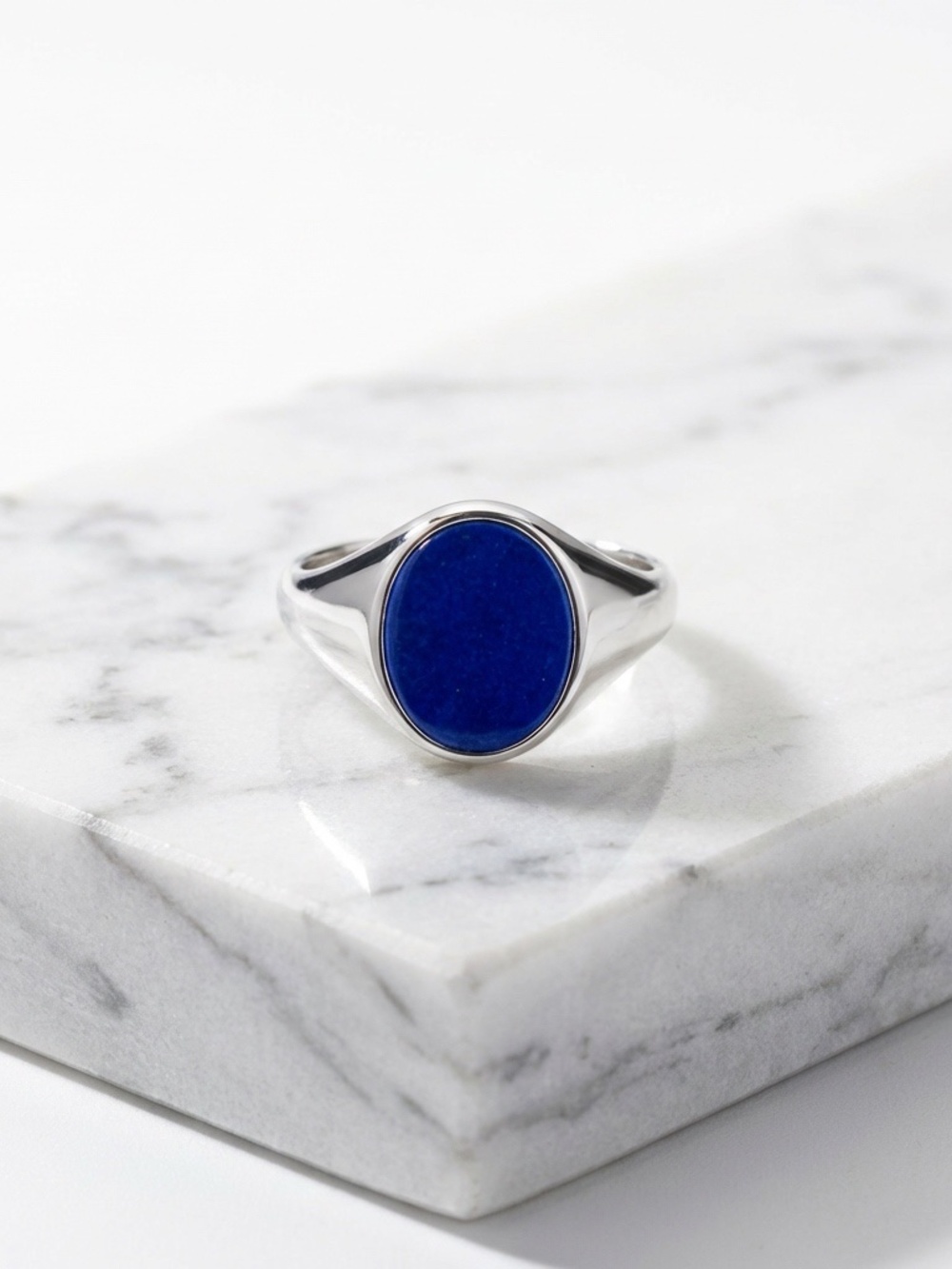 Miansai Heritage Ring Sterling Silver Blue Enamel Signet Ring Size 11